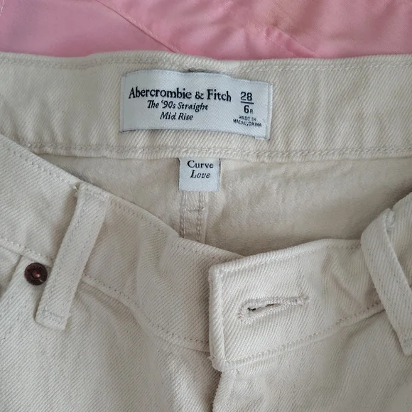 Abercrombie & Fitch Cream Straight Leg Jeans - Picture 2 of 6